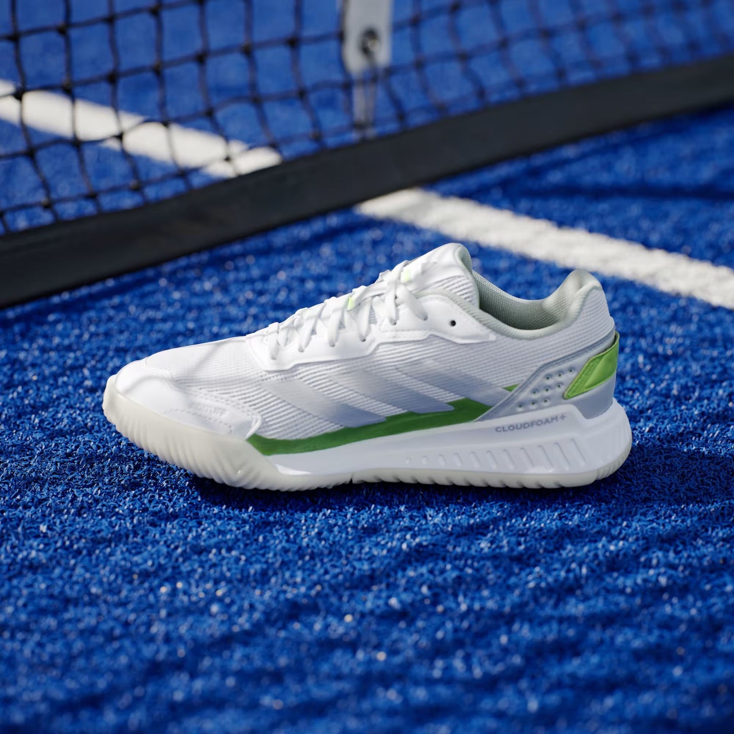 Courtquick Damen-Padelschuhe, Wolkenweiß/Silbermetallic/Zitronengelb