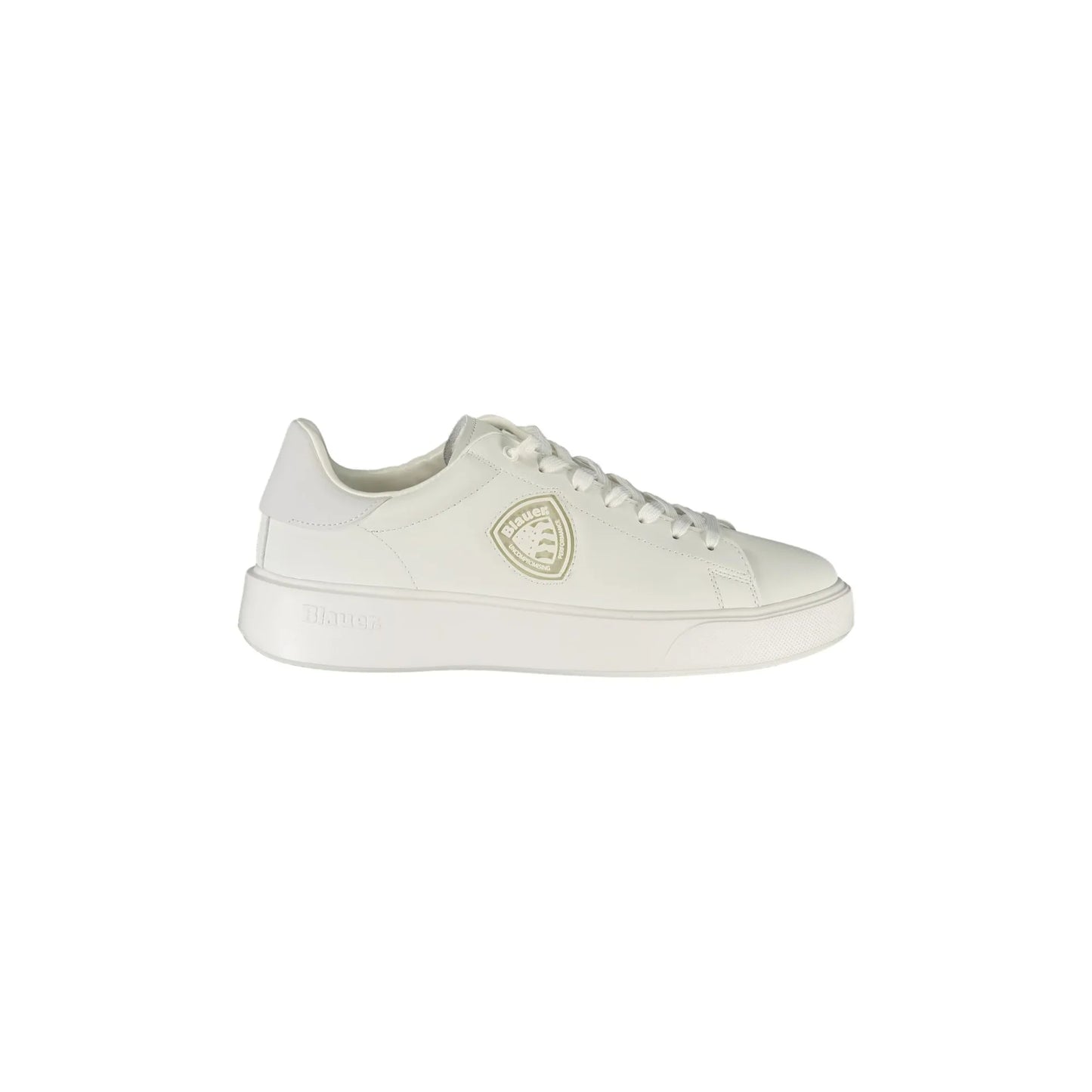 BLAUER Sneakers Uomo Bianche con Lacci e Dettagli a Contrasto