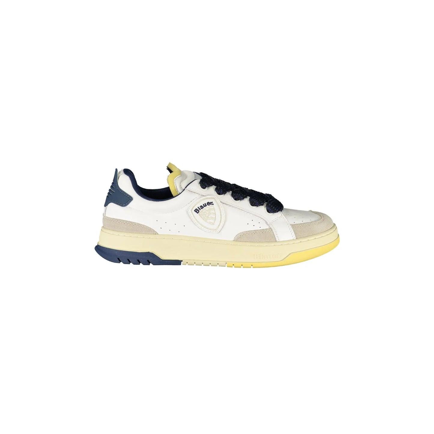 BLAUER Sneakers Uomo Bianche con Lacci e Dettagli in Blu