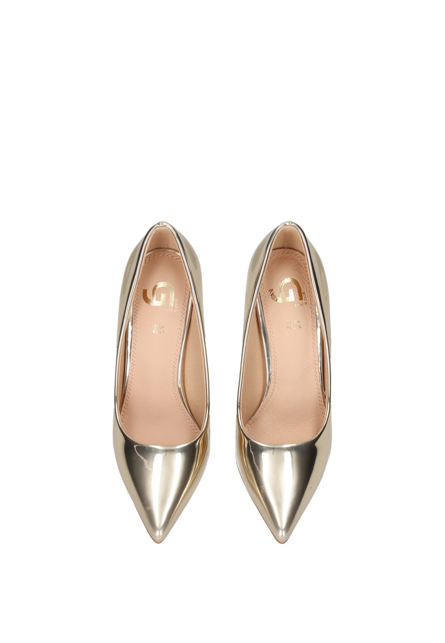 GP846-1 Decollete GOLD&GOLD in gold ecopelle with high 11 cm heel and padded leather insole.