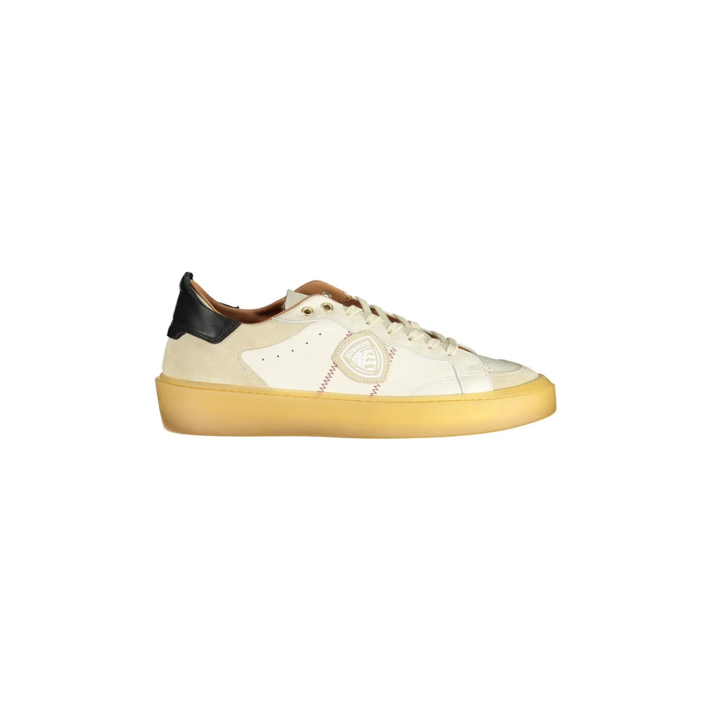 Weiße Herren-Sneaker von BLAUER mit kontrastierenden Details und Applikationen