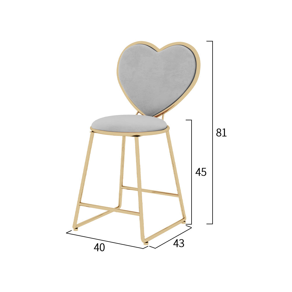 Herzförmiger Sessel aus rosa Samt mit goldenem Eisengestell