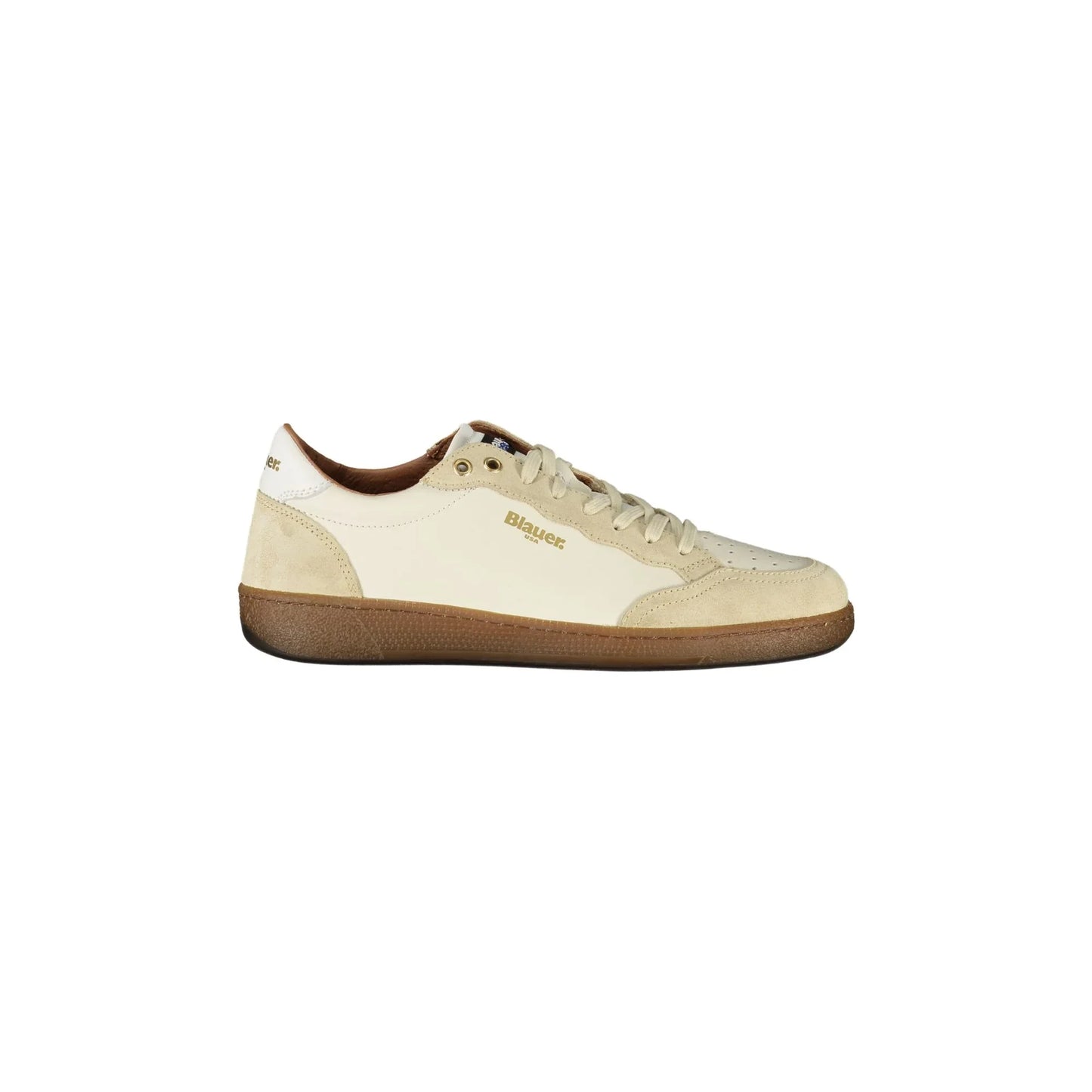 BLAUER Sneakers Uomo Bianche con Lacci e Dettagli a Contrasto