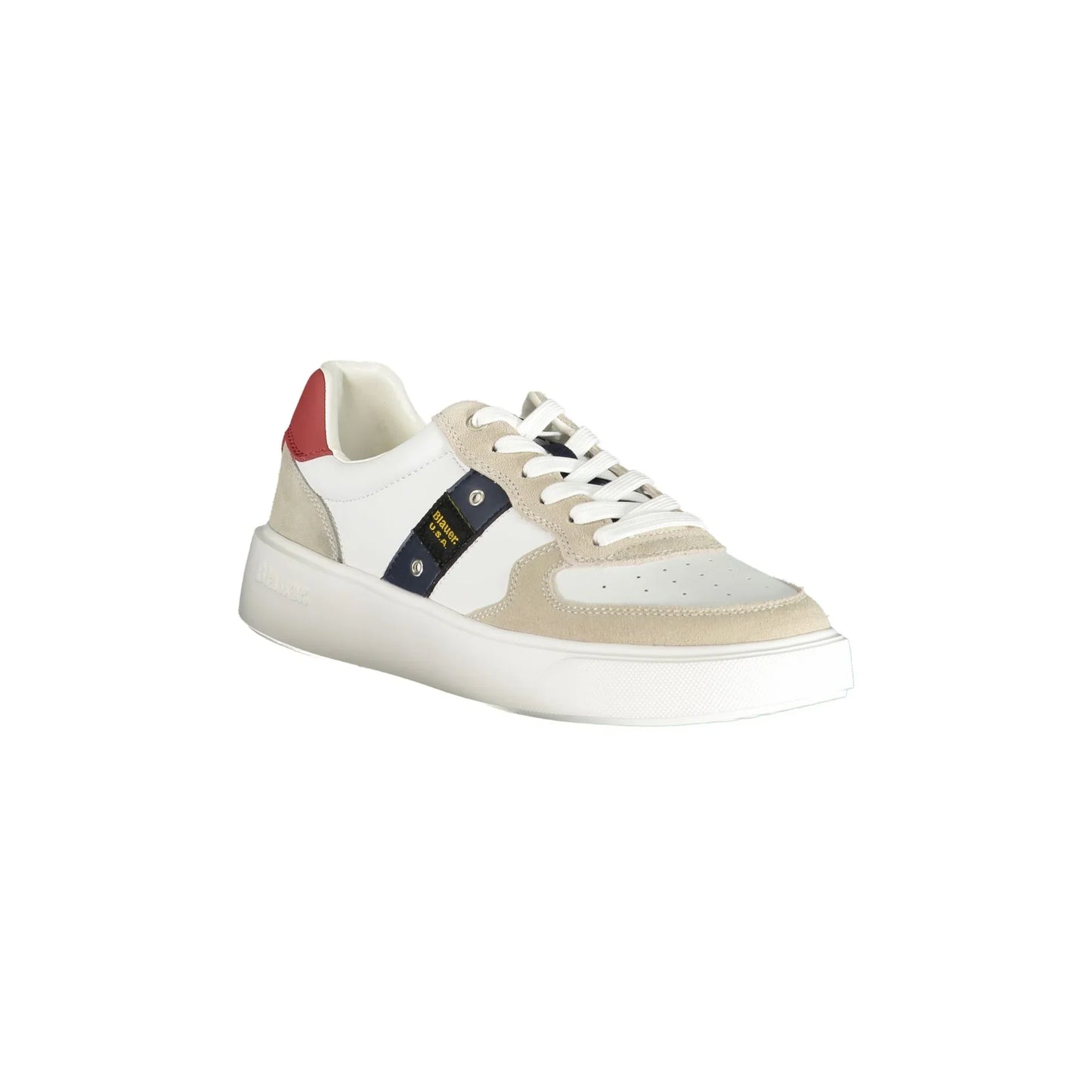 Weiße Herren-Sneaker von BLAUER mit kontrastierenden Details und herausnehmbarer Innensohle