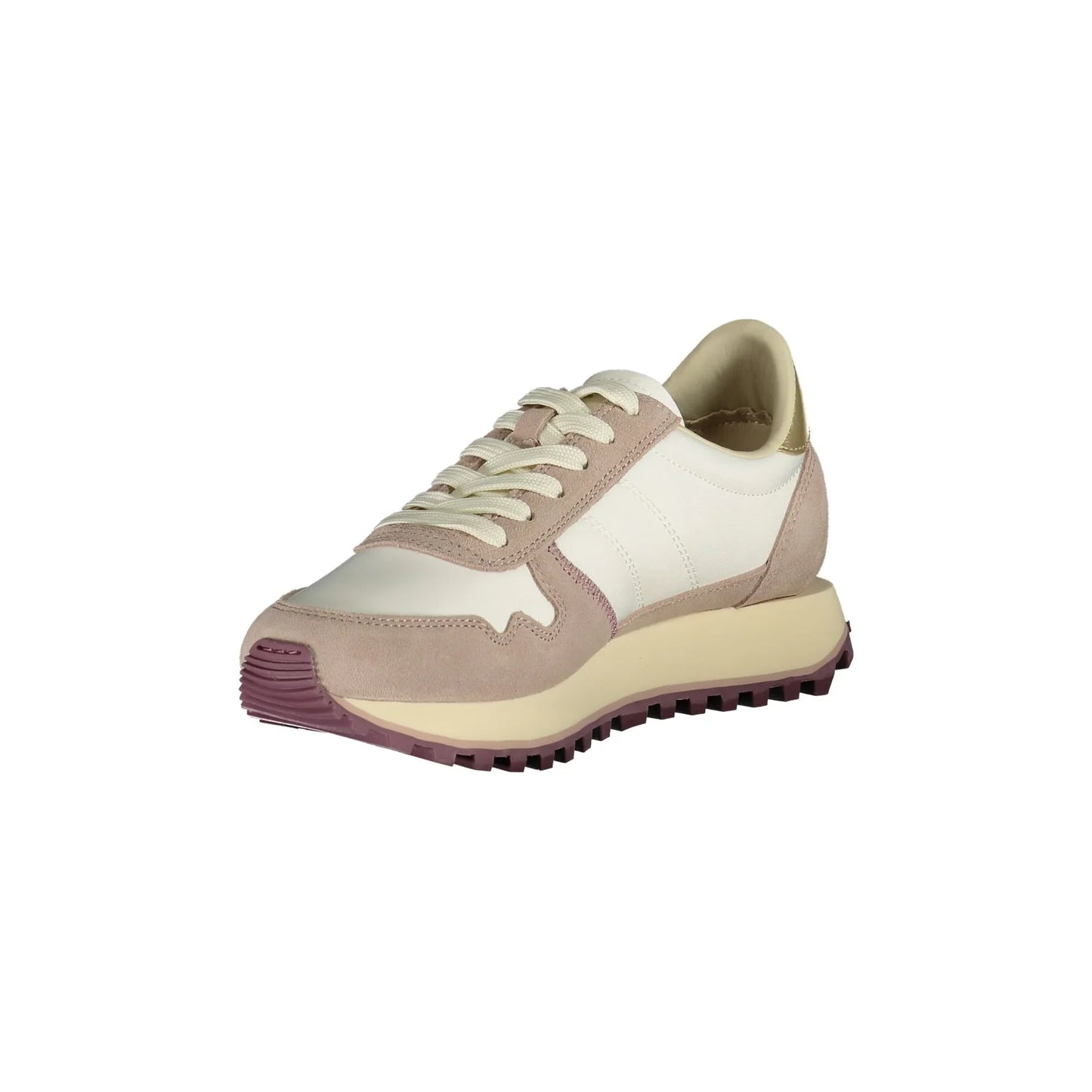Weiße Damen-Sneaker von BLAUER mit lila und goldenen Details