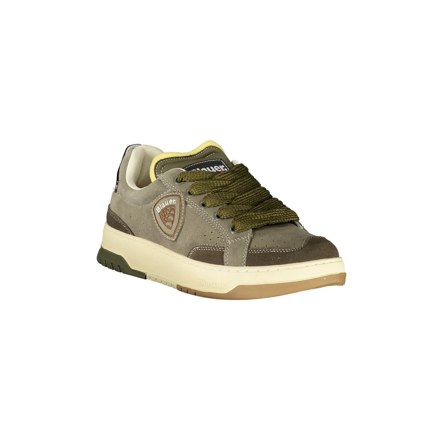 BLAUER Men's Green Sneakers with Laces and Contrasting Details