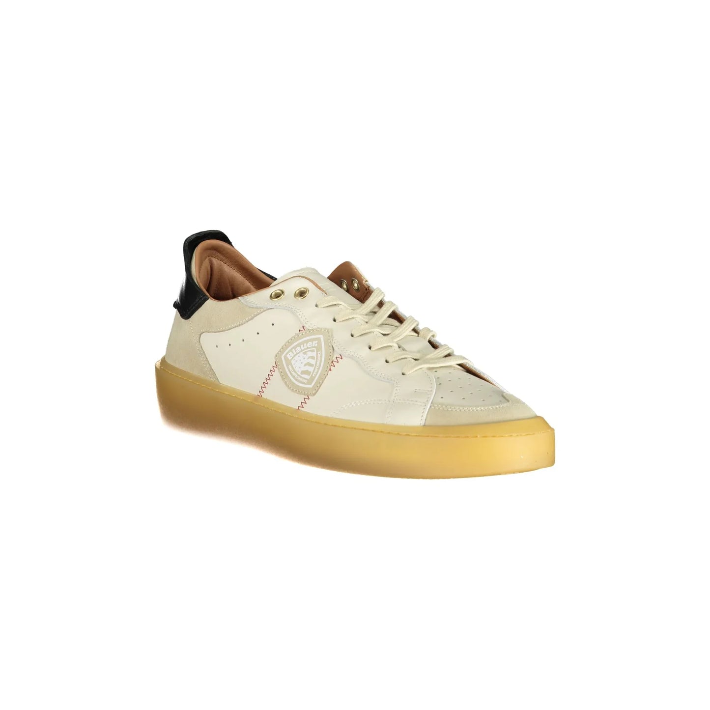 Weiße Herren-Sneaker von BLAUER mit kontrastierenden Details und Applikationen