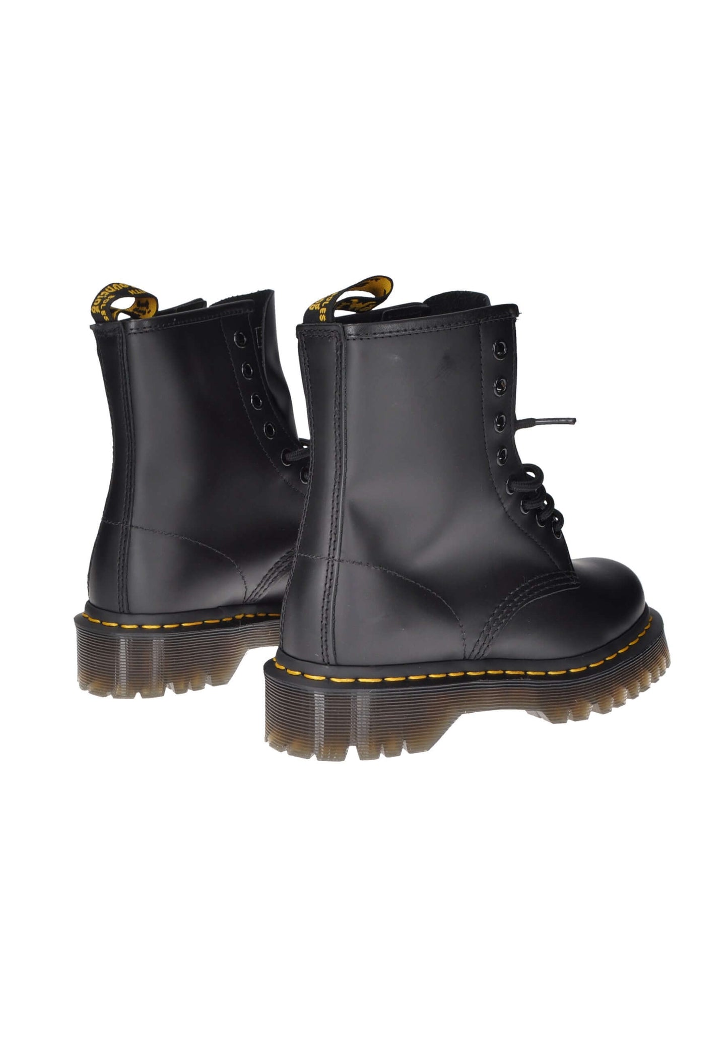Dr. Martens 1460 Bex black leather boots with lace-up closure and chunky rubber sole, perfect for a bold style.