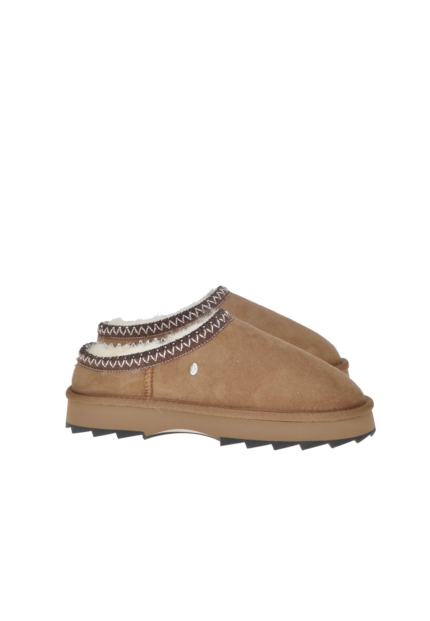 W13179 Sabot EMU AUSTRALIA in brown with soft inner lining and rubber sole for comfort and style.