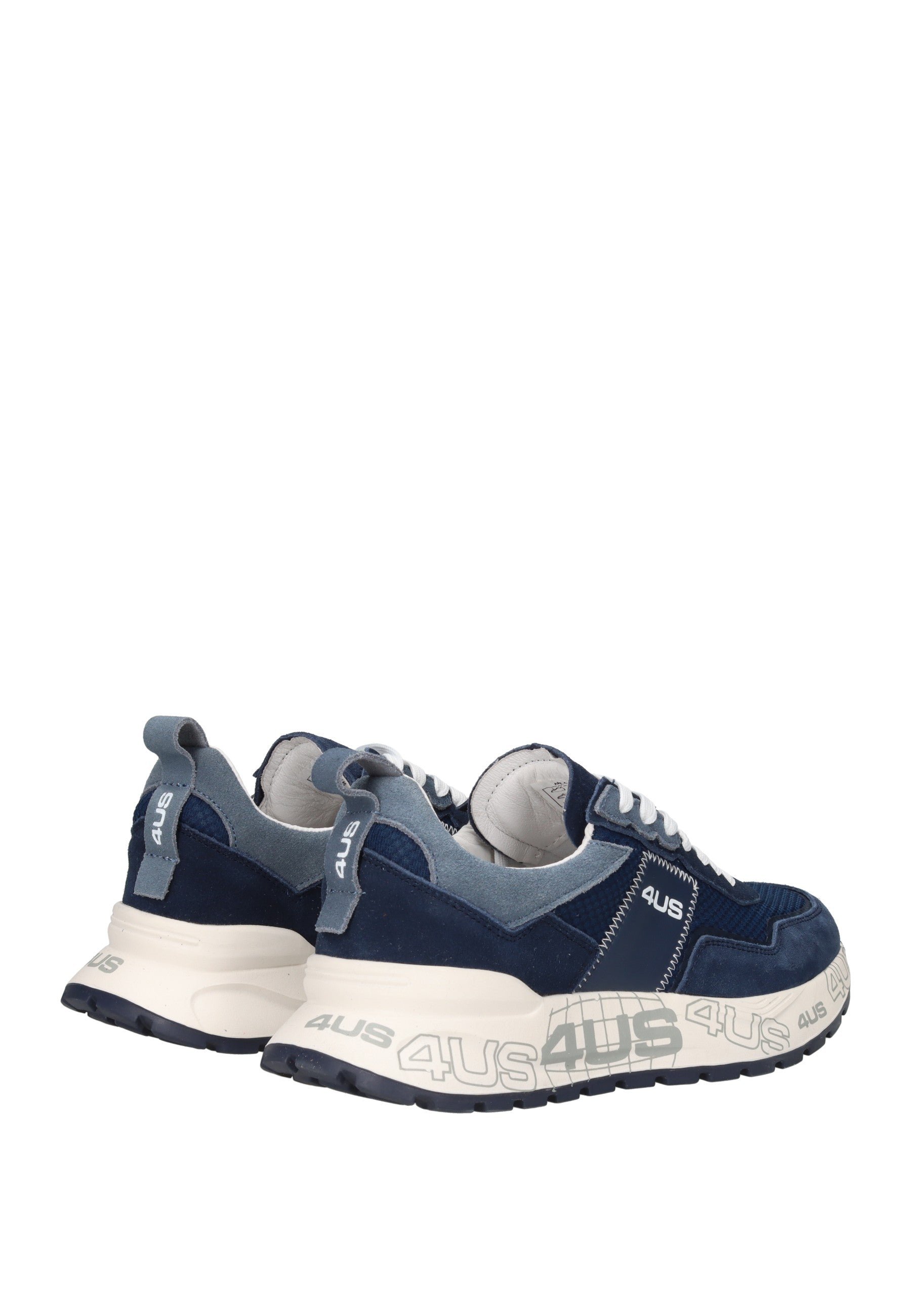 4US-13 sneaker PACIOTTI 4US, blu, in camoscio e tessuto, con lacci e suola gomma, stile e comfort.