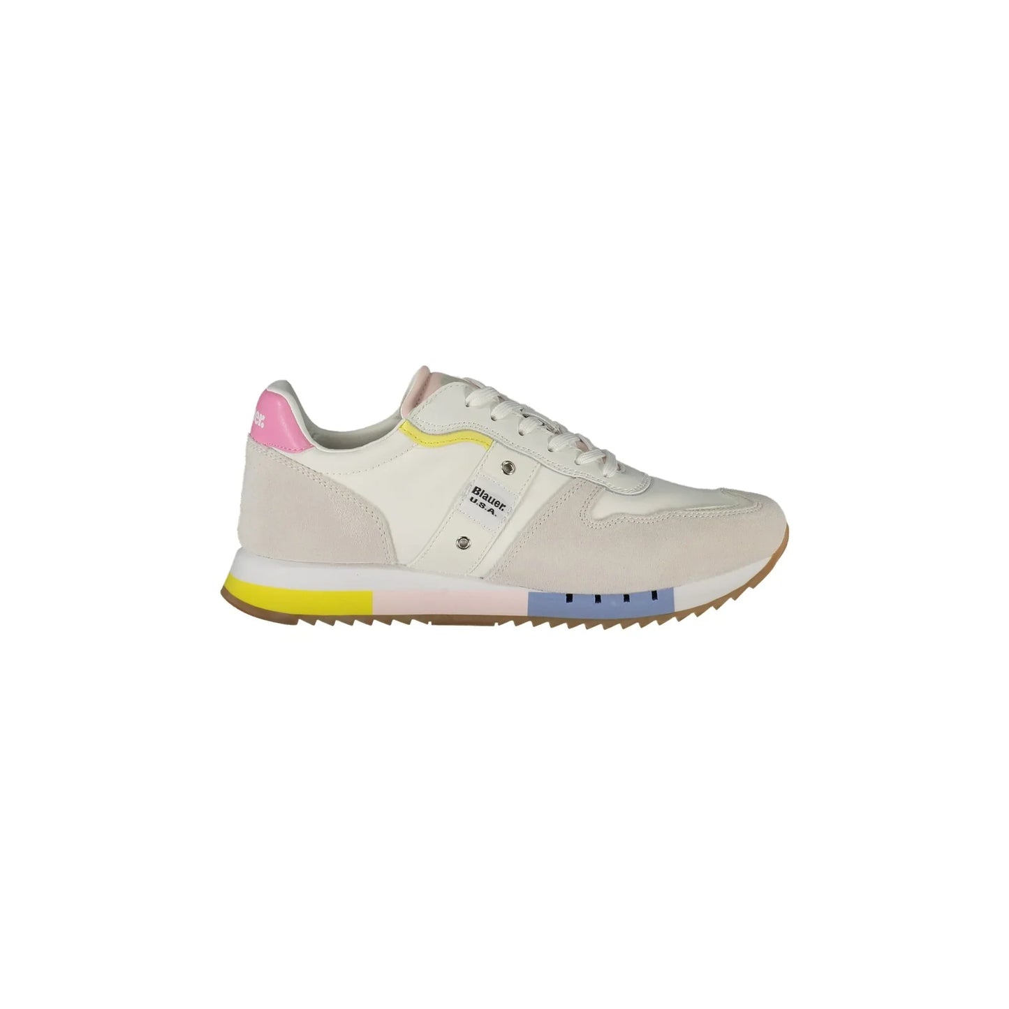 BLAUER Women's White Sneakers with Contrasting Laces and Removable Insole