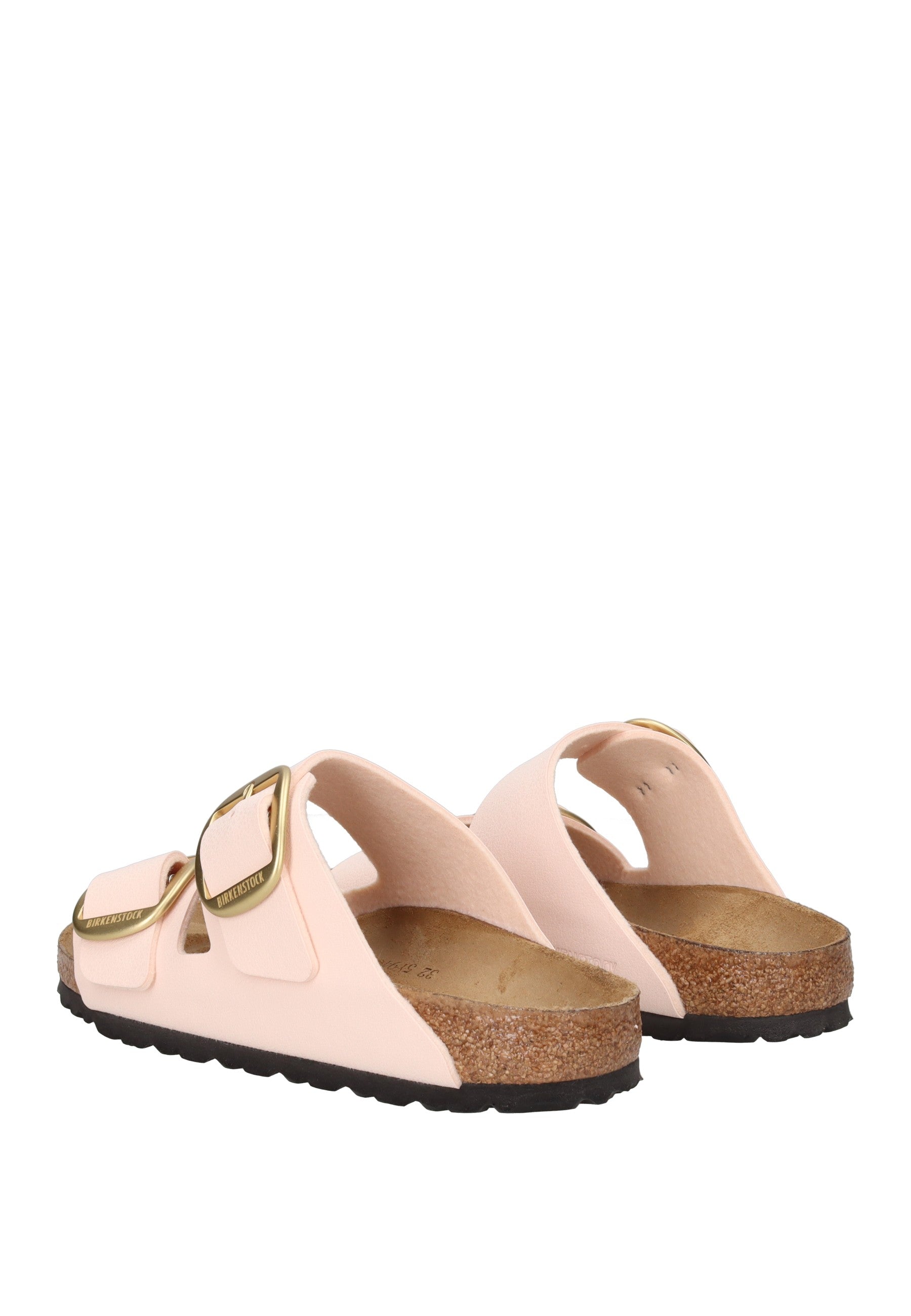 Retro view of 1031566 Sandalo BIRKENSTOCK in pink with adjustable metal buckles and cork footbed.