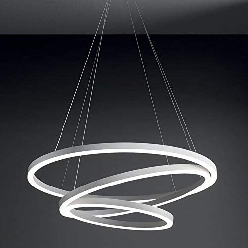 48W LED Pendant Chandelier Circles with Rings White Modern Living Room Warm Light