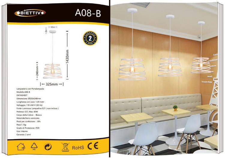Moderner Pendelleuchter mit verschlungenen Bändern, Eisen, E27-Fassung, 120 cm | Weiß