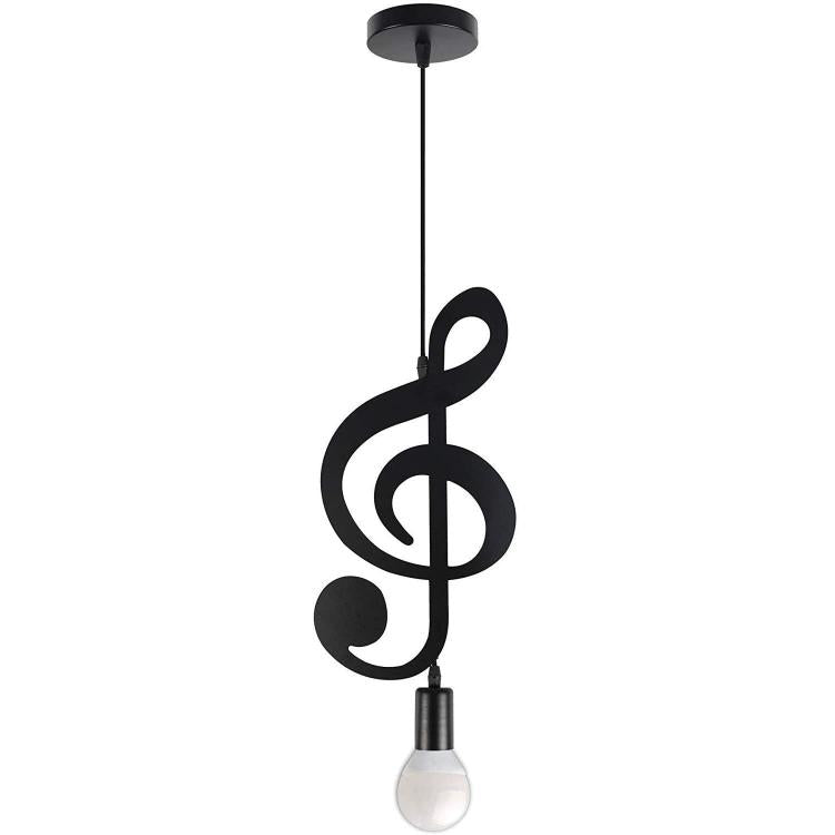 Modern E27 LED Musical Note Black Pendant Light Lamp Holder B01N1
