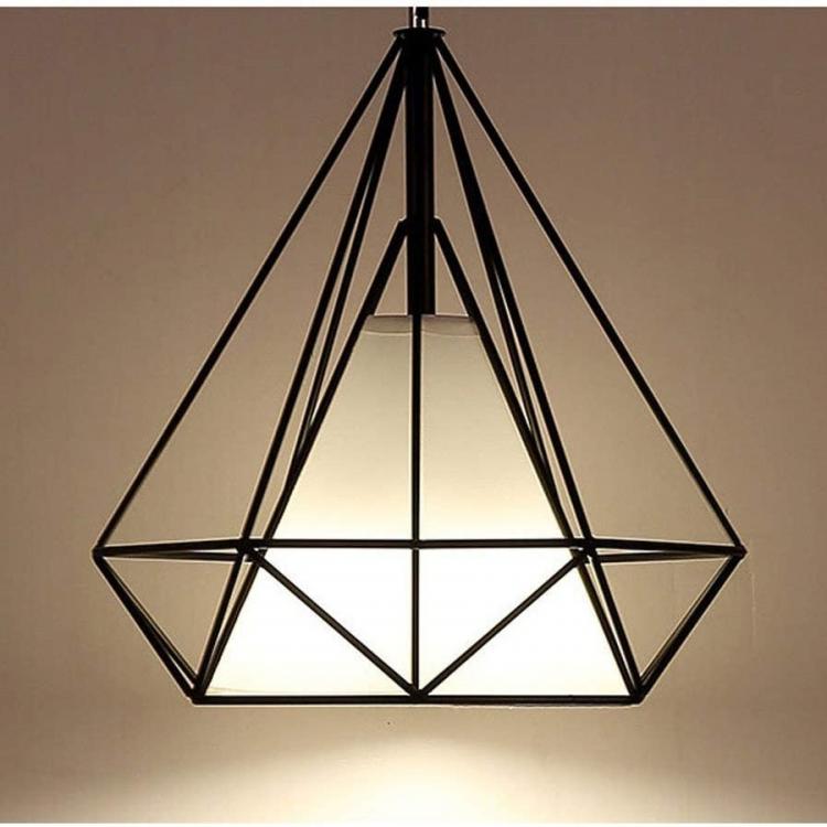Modern Design Chandelier with Metal Frame and Fabric E27 Black B20-N