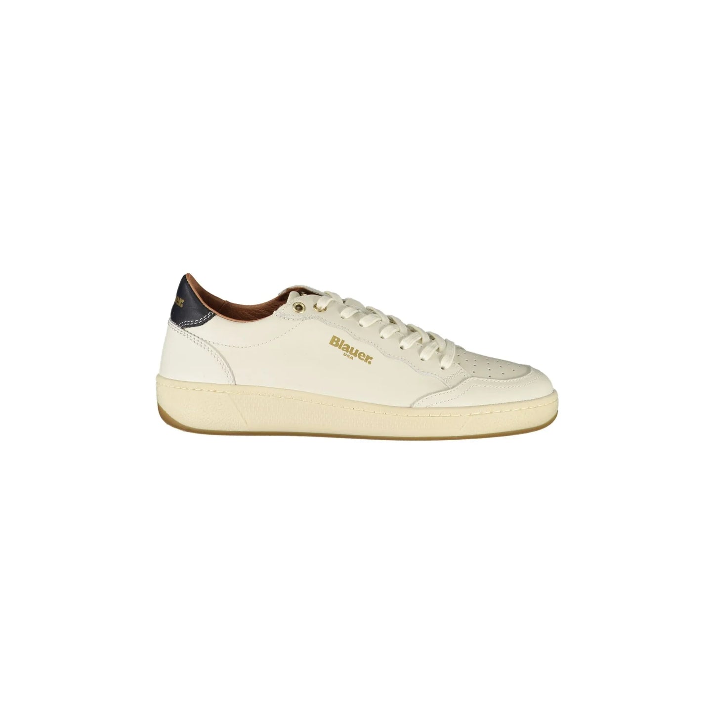 Weiße Damen-Sneaker von BLAUER mit Schnürsenkeln und kontrastierenden schwarzen Details