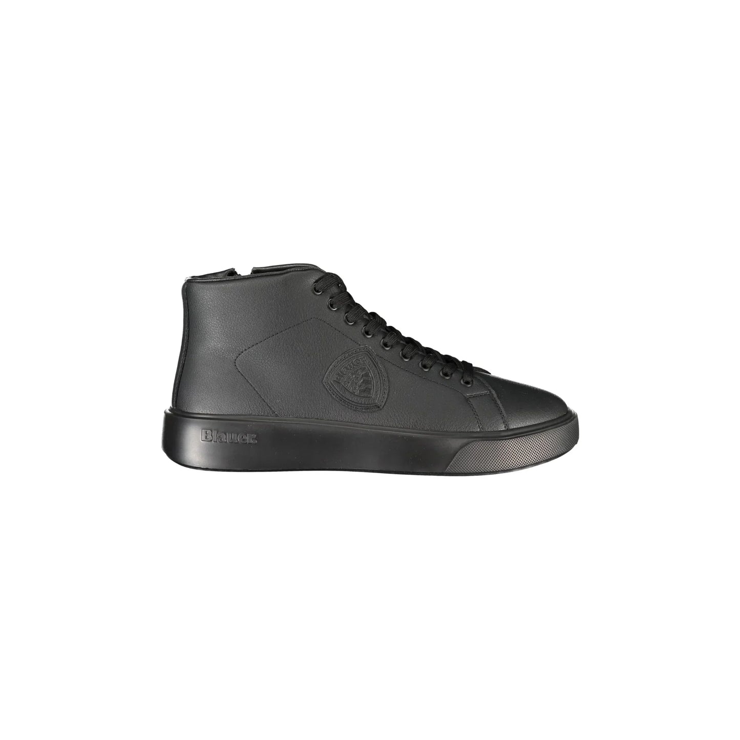 BLAUER Herren-Sneaker, schwarz, mit hohem Schaft, Schnürsenkeln und seitlichem Reißverschluss