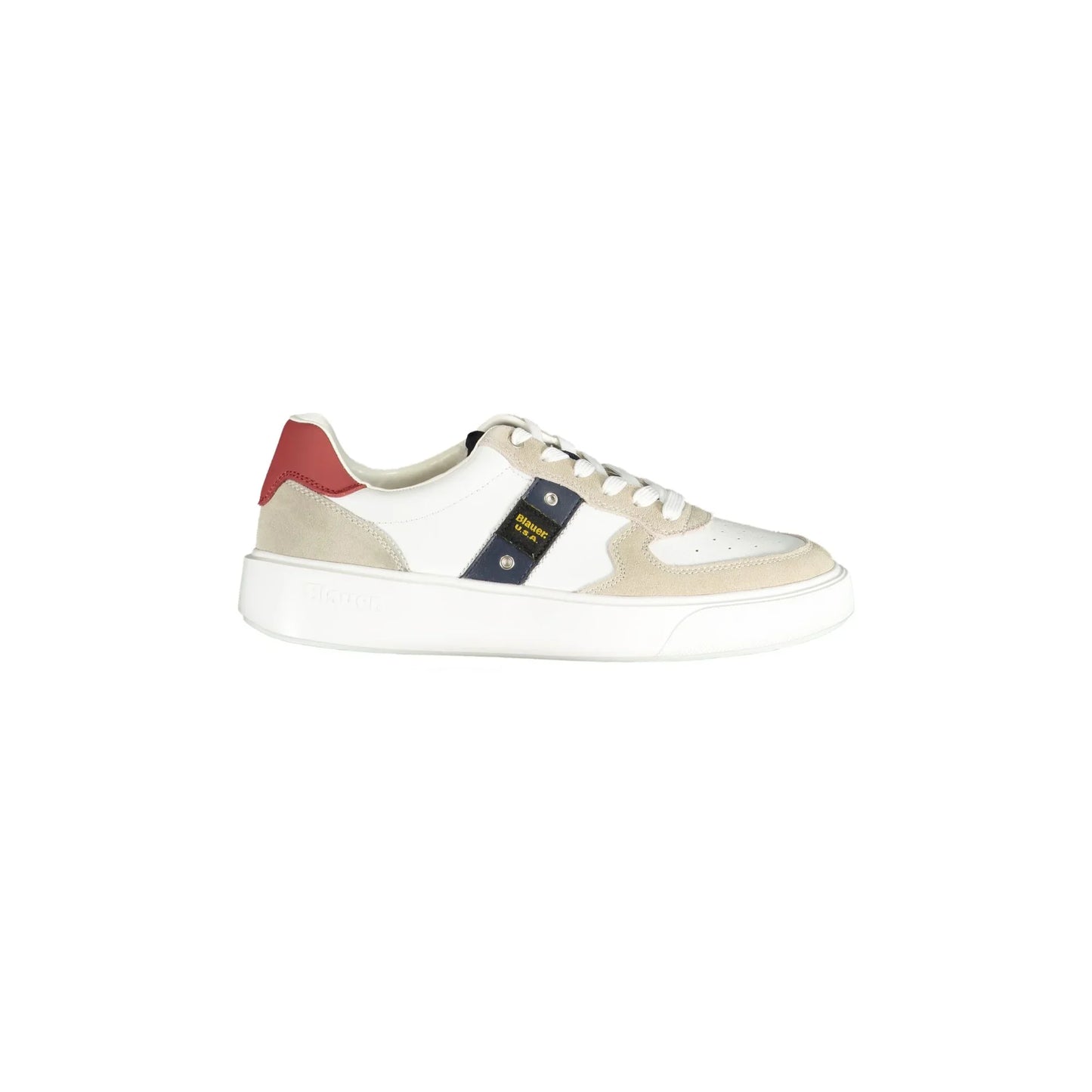 Weiße Herren-Sneaker von BLAUER mit kontrastierenden Details und herausnehmbarer Innensohle