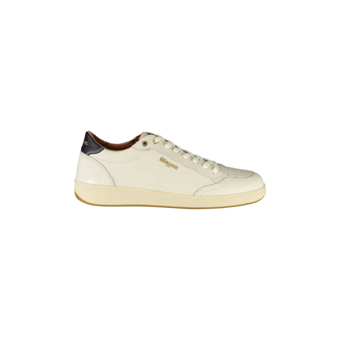 BLAUER Sneakers Uomo Bianche con Lacci e Dettagli a Contrasto Blu