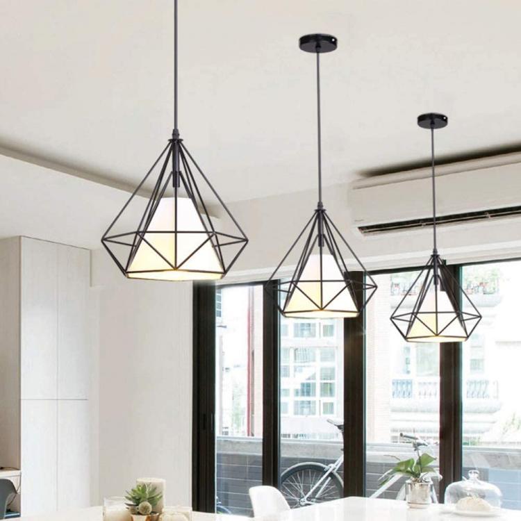 Modern Design Chandelier with Metal Frame and Fabric E27 Black B20-N