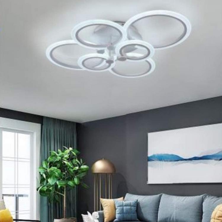 6-Light LED Ceiling Chandelier Circles Modern Ceiling Light Cold White Light