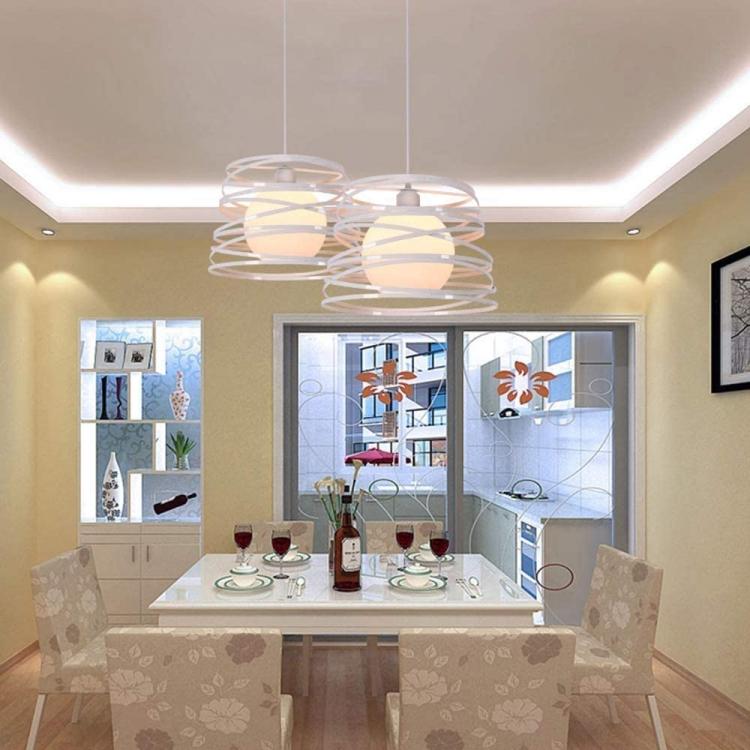 Moderner Pendelleuchter mit verschlungenen Bändern, Eisen, E27-Fassung, 120 cm | Weiß