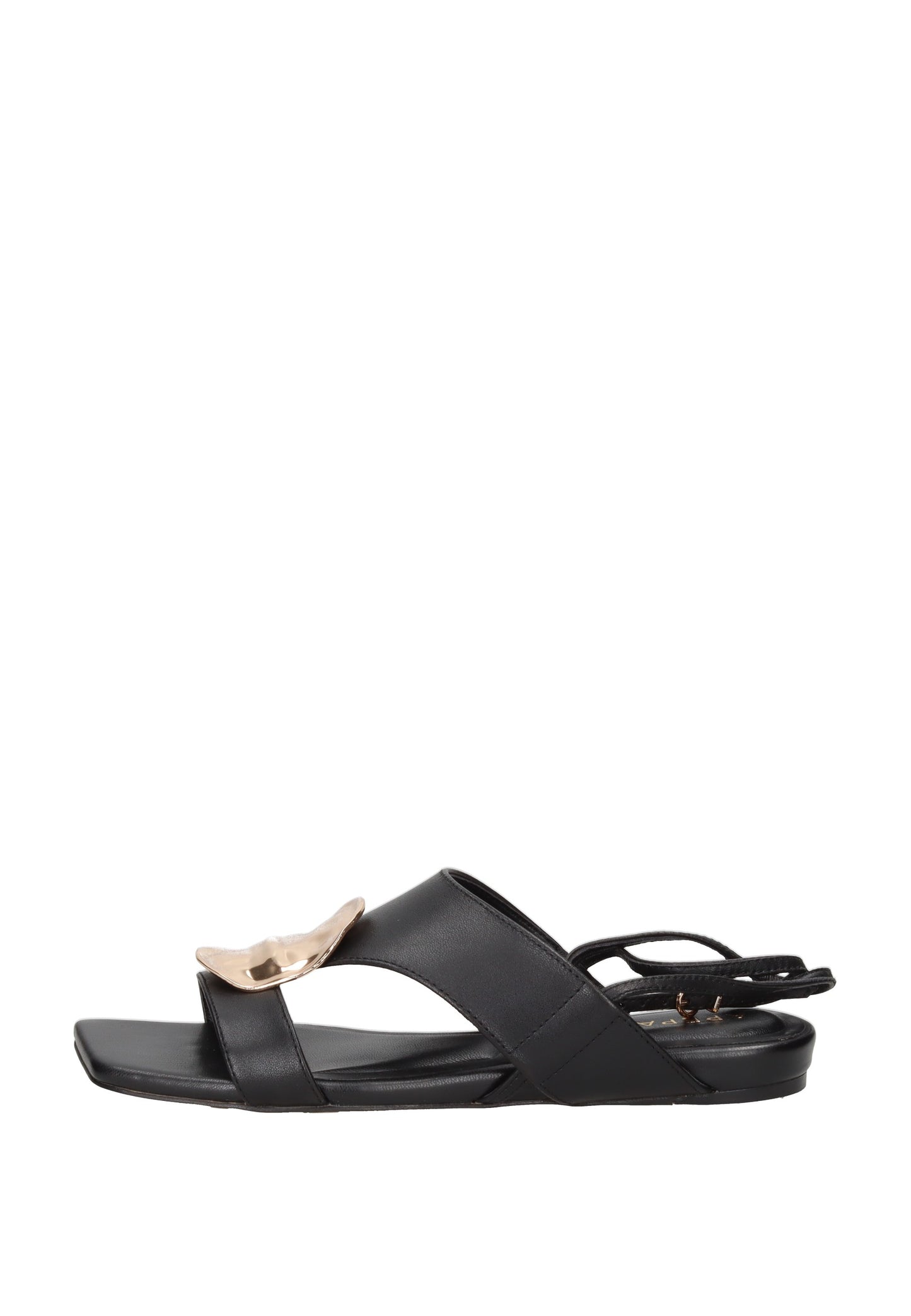 S6DHALIA02/LEA Sandalo APEPAZZA in pelle nera con accessorio rotondo in metallo e laccio, tacco 2 cm.
