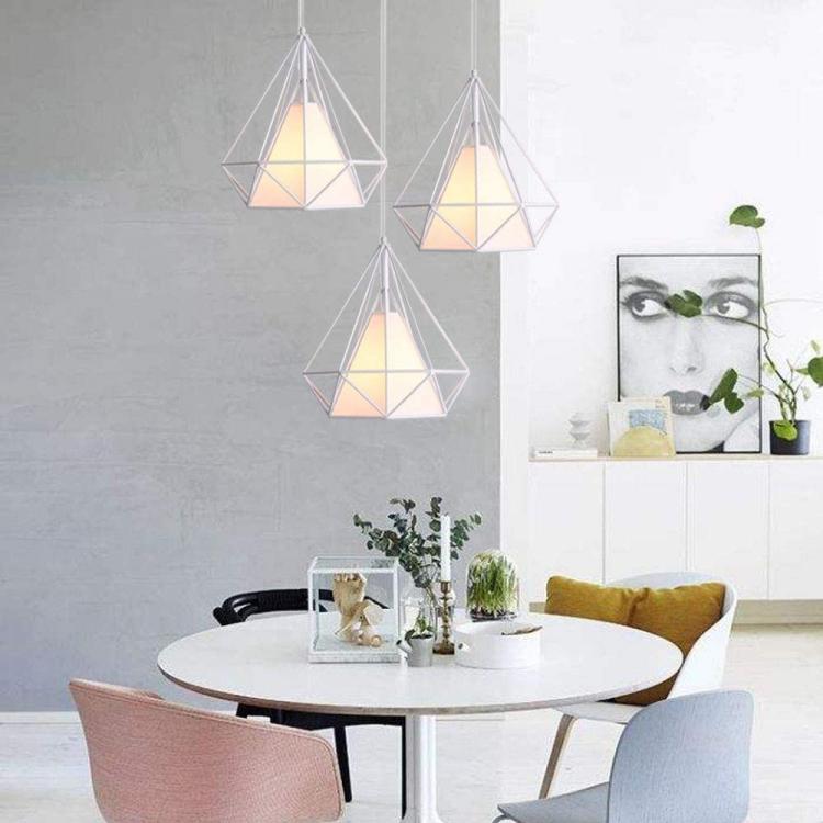 Modern Design Chandelier with White Metal Frame and Fabric E27 Bulb | B20-B