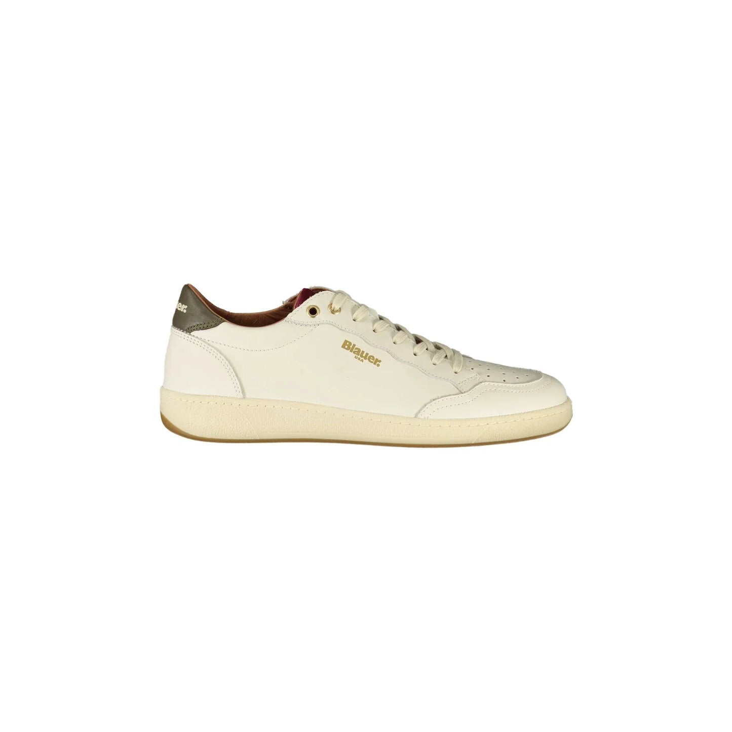 BLAUER Sneakers Uomo Bianche con Lacci e Dettagli a Contrasto Verde