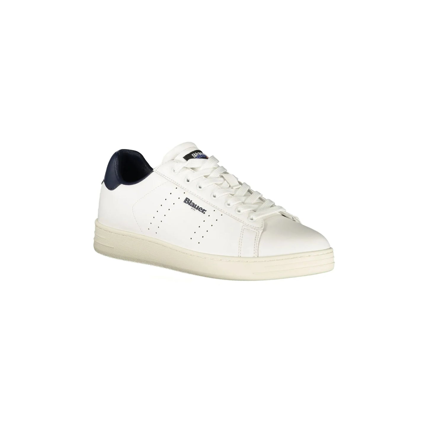 BLAUER Sneakers Uomo Bianche con Lacci e Dettagli in Blu