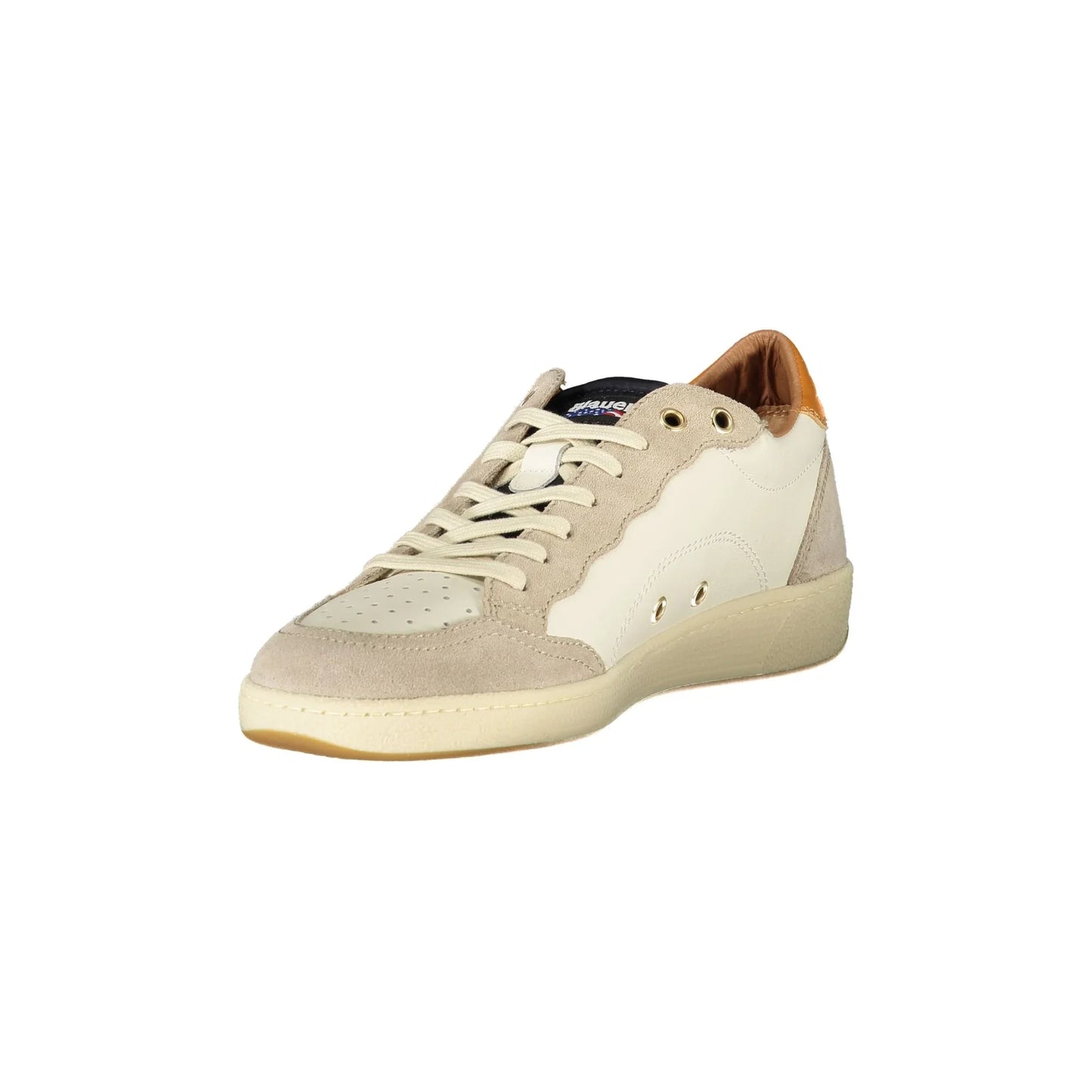 BLAUER Sneakers Uomo Bianche con Lacci e Dettagli a Contrasto