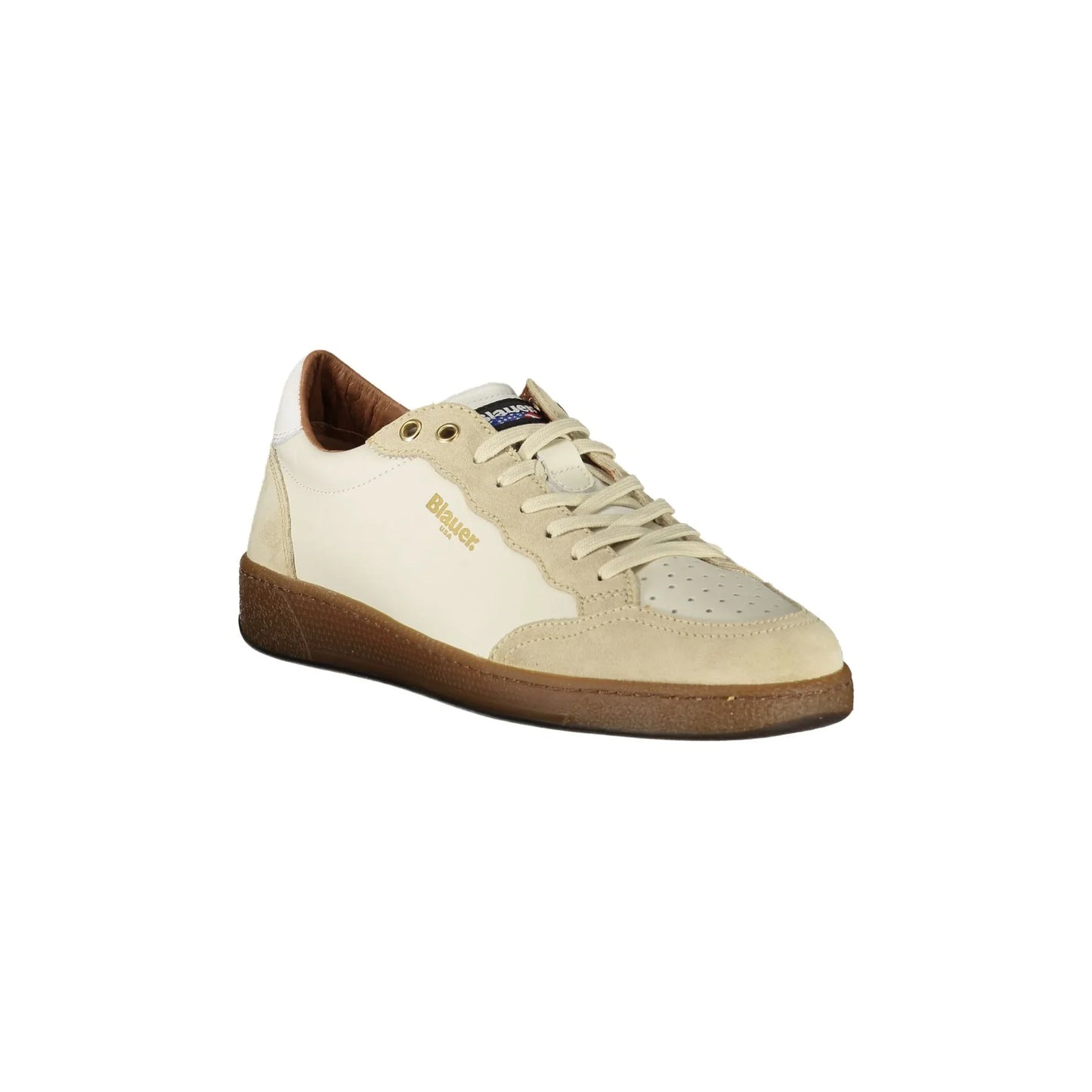 BLAUER Sneakers Uomo Bianche con Lacci e Dettagli a Contrasto