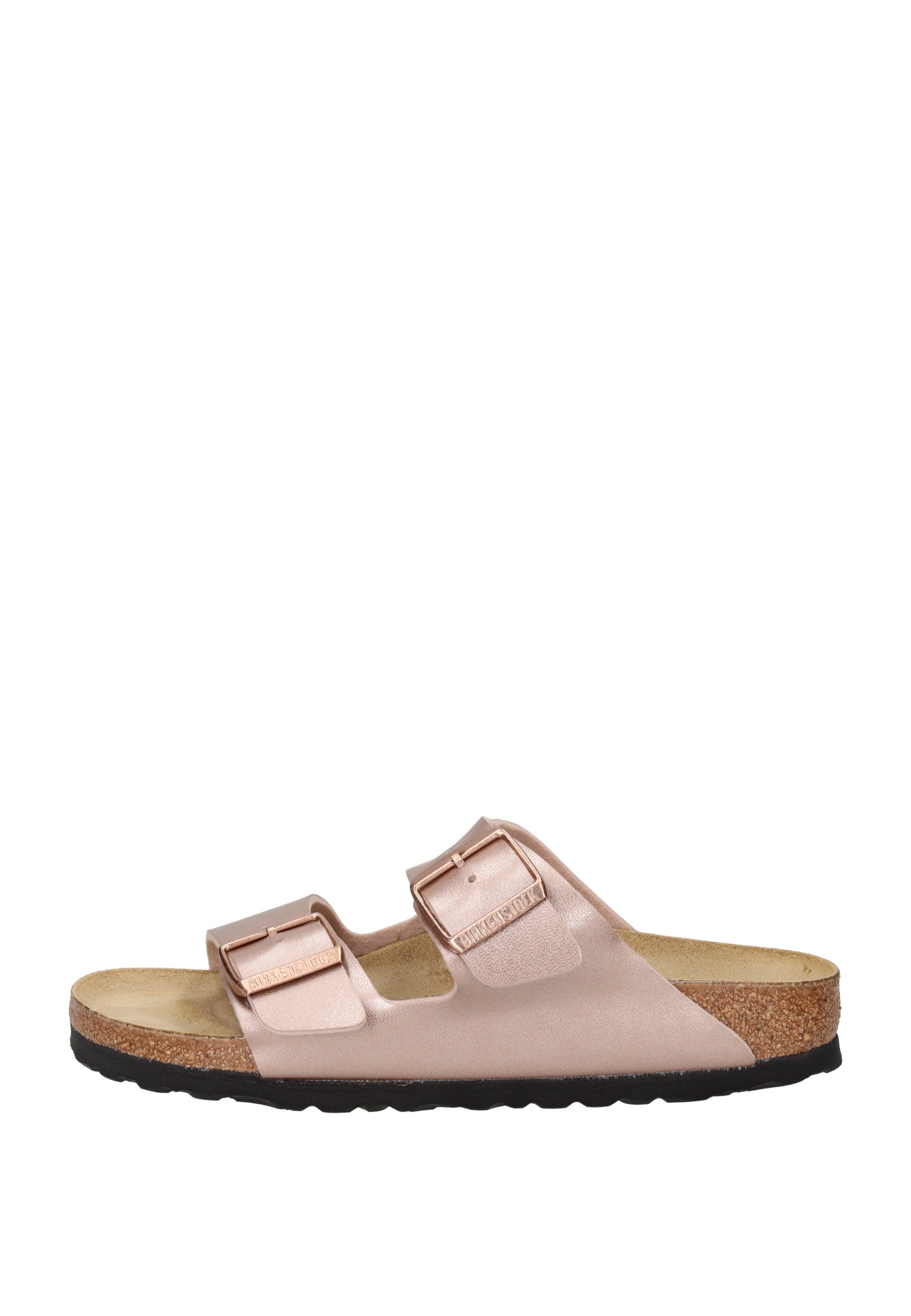 1023960 Sandalo BIRKENSTOCK rosa con plantare anatomico in sughero e lattice, due cinturini con fibbie metalliche.