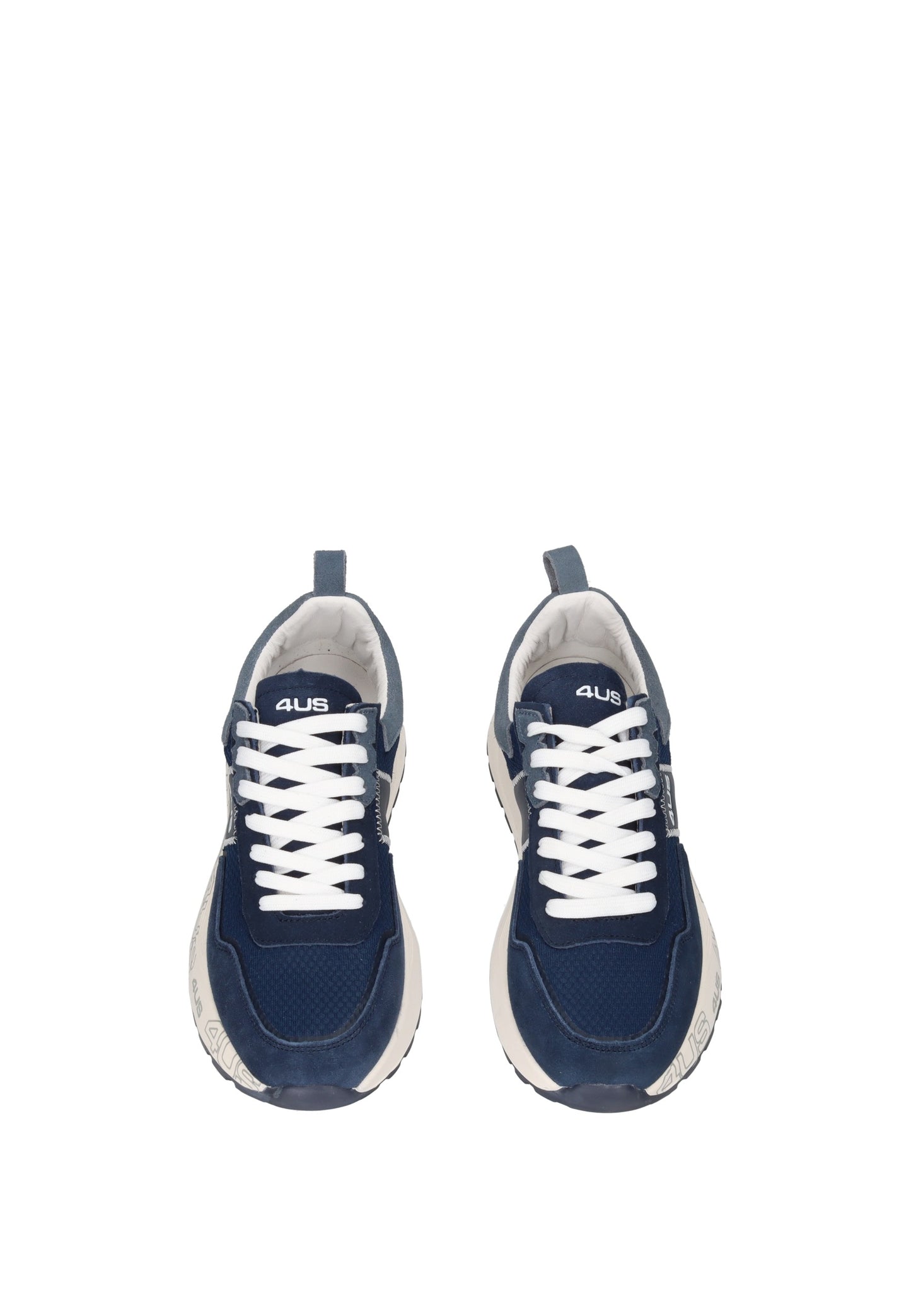 4US-13 sneaker PACIOTTI 4US, blu scuro, in camoscio e tessuto, con lacci bianchi