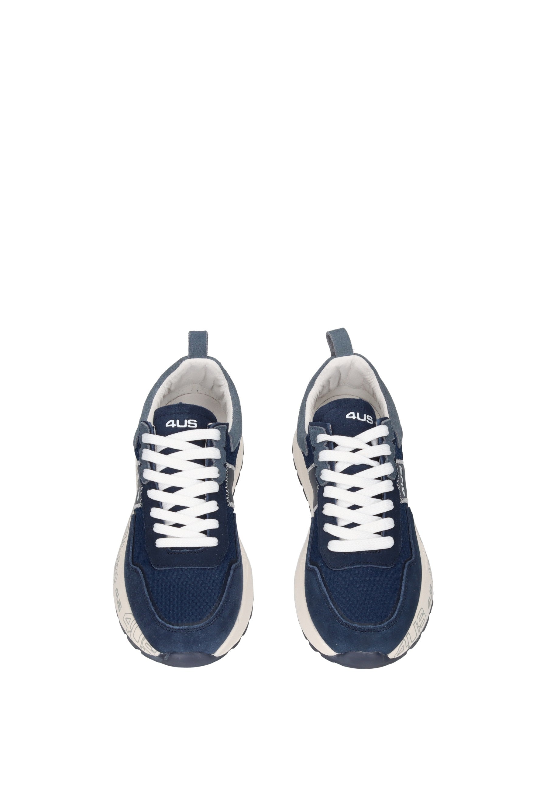 4US-13 sneaker PACIOTTI 4US, blu scuro, in camoscio e tessuto, con lacci bianchi