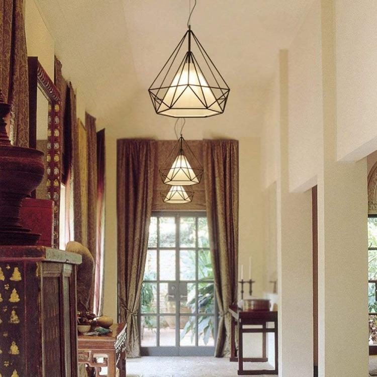 Modern Design Chandelier with Metal Frame and Fabric E27 Black B20-N