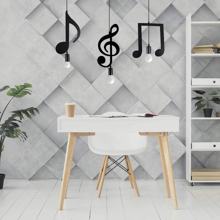 Pendant Light Black LED Lamp Holder 2 Musical Notes Modern E27 B01N3