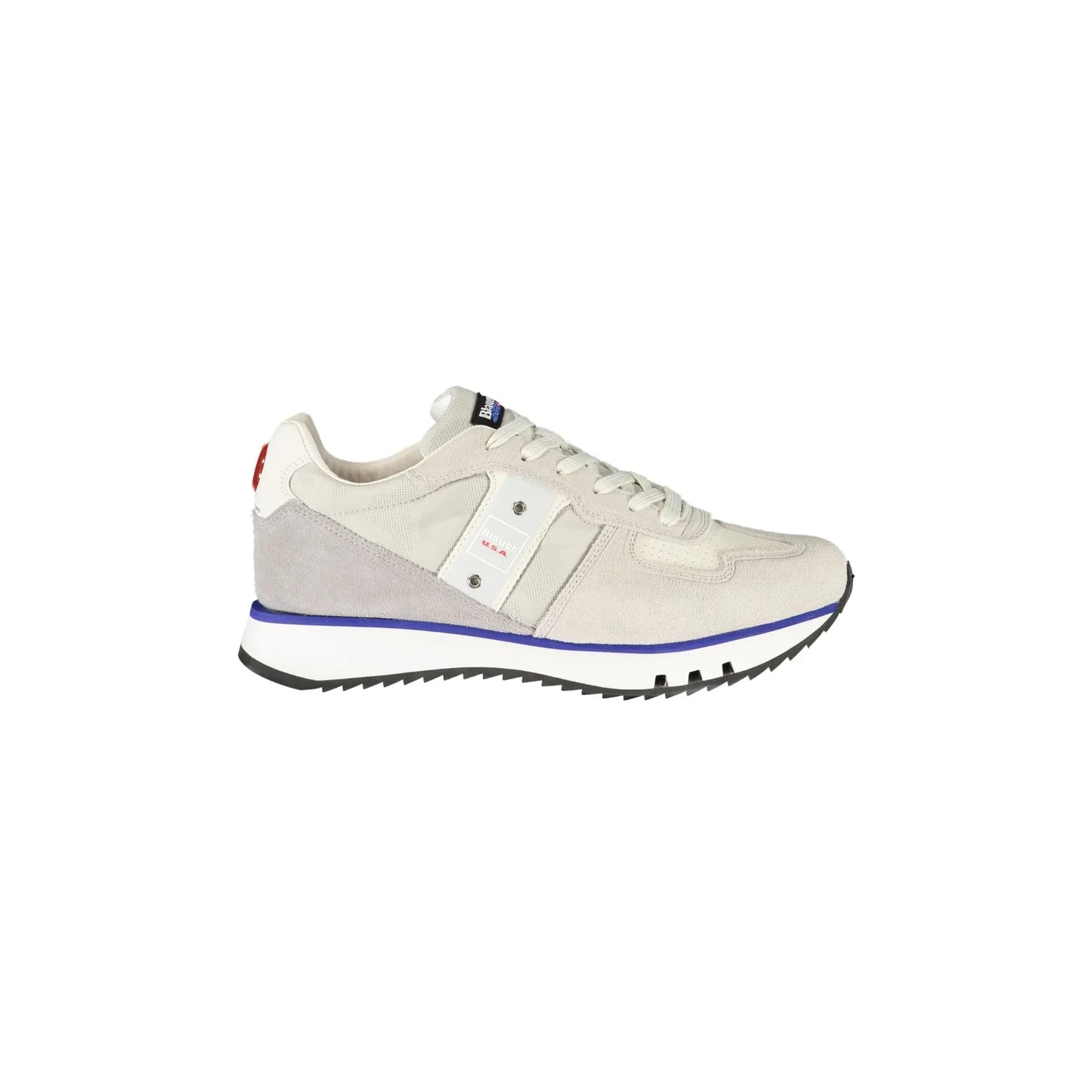 BLAUER Sneakers Uomo Grigie con Lacci e Dettagli a Contrasto