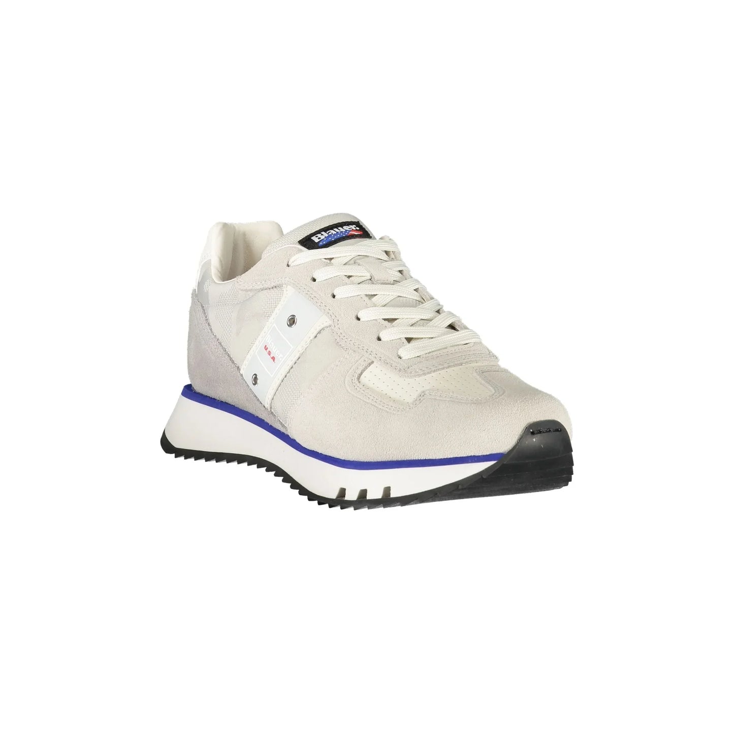BLAUER Sneakers Uomo Grigie con Lacci e Dettagli a Contrasto