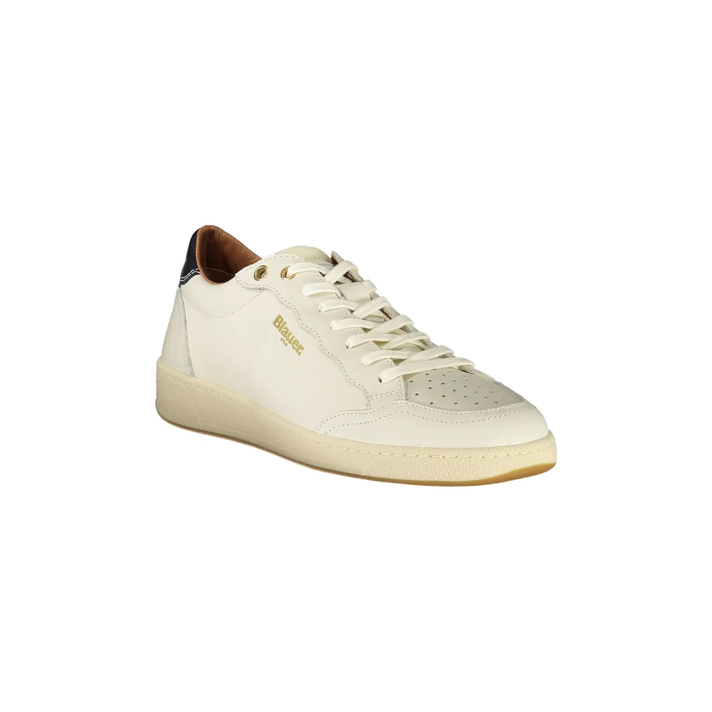 BLAUER Sneakers Uomo Bianche con Lacci e Dettagli a Contrasto Blu