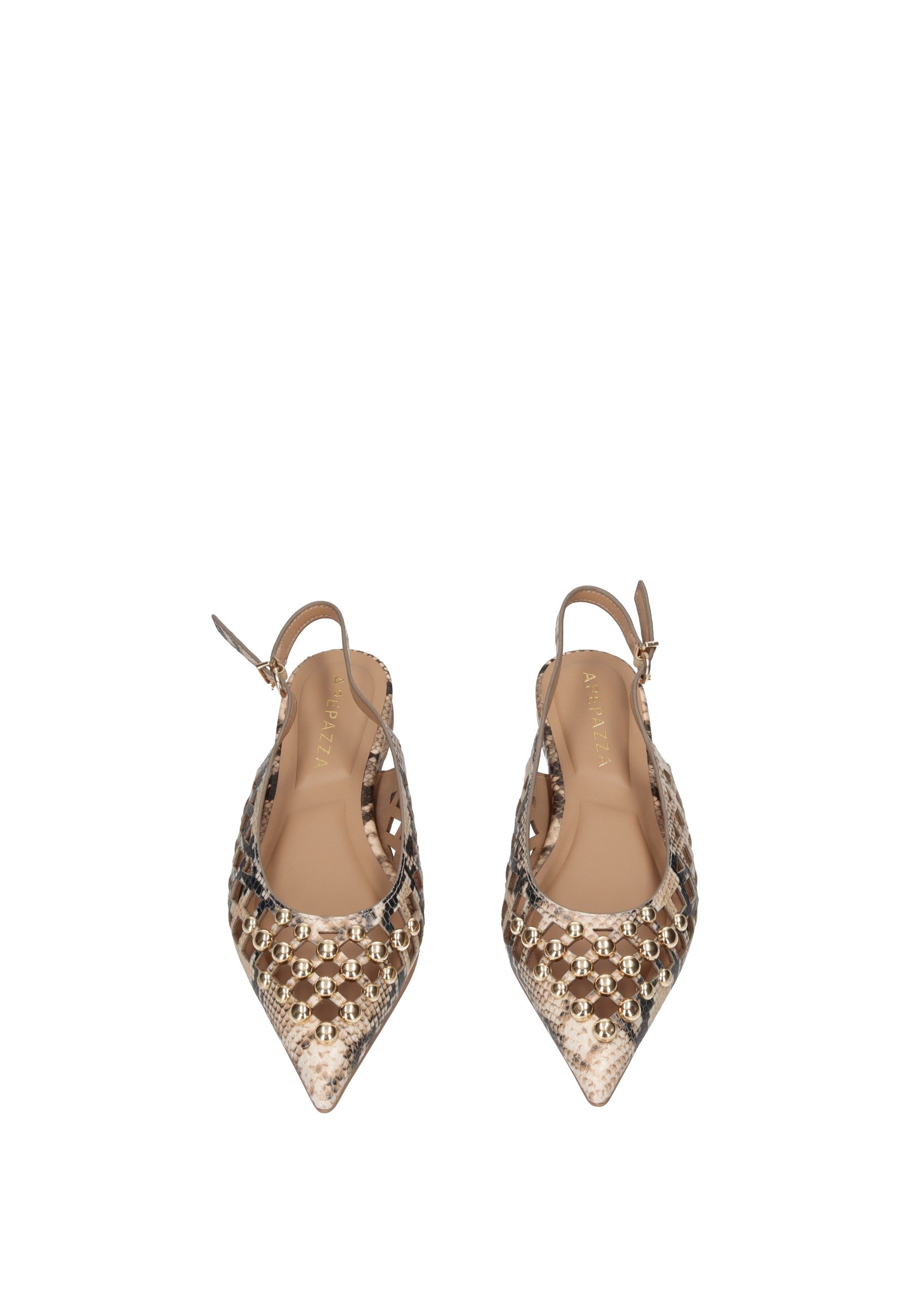 S6PETAL03/PYT Ballerina APEPAZZA: eleganti ballerine in pelle con punta sfilata e dettagli metallici.
