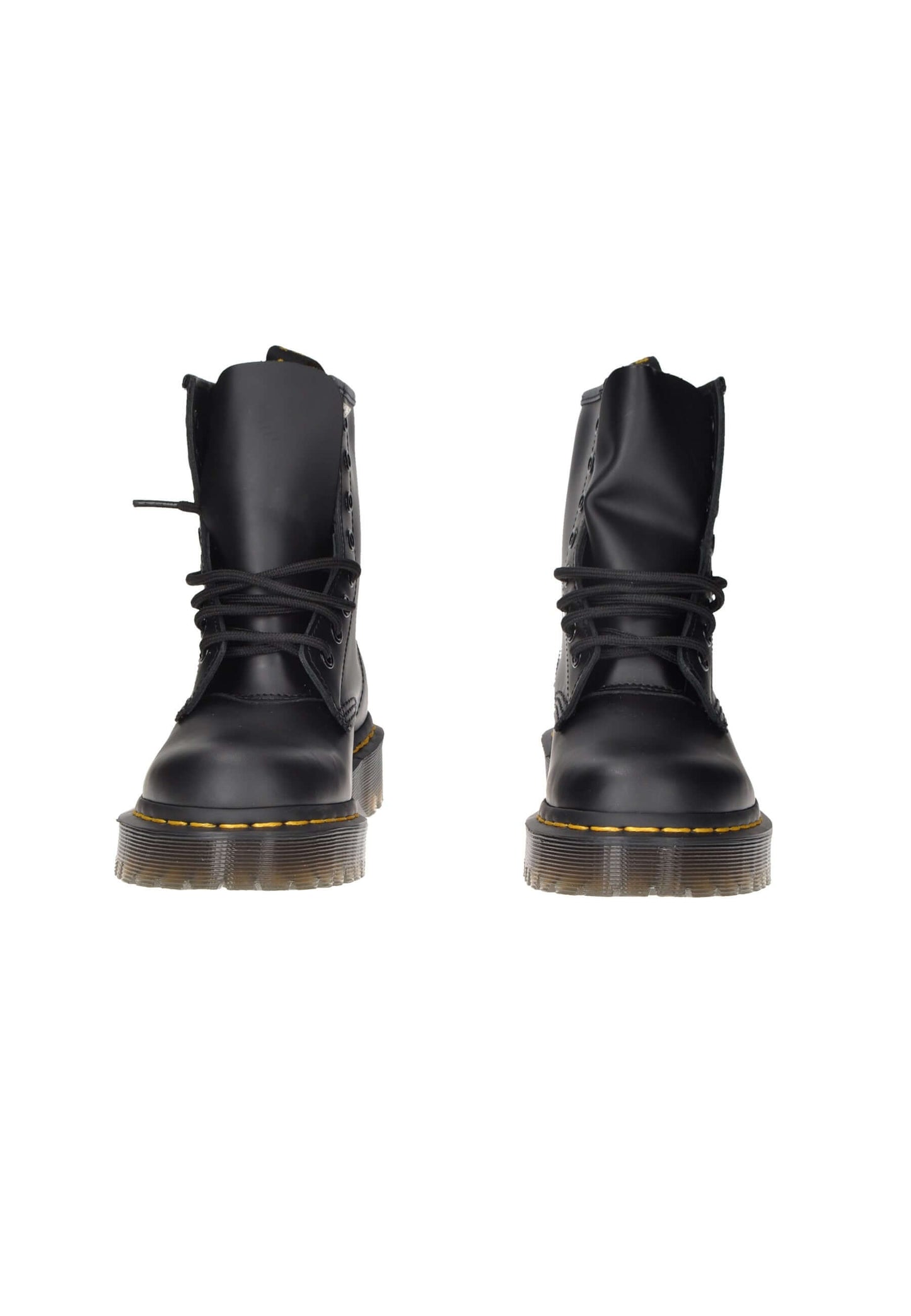 Black Dr. Martens 1460 Bex boots with laces and rubber sole, perfect for a bold and edgy style.