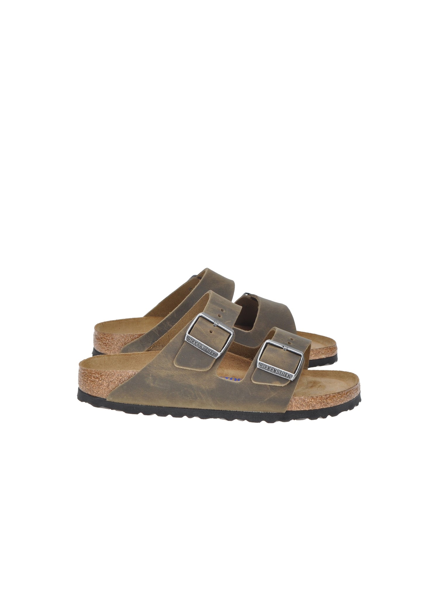 Sandalo BIRKENSTOCK Arizona in pelle con plantare anatomico soft e fibbie metalliche regolabili.