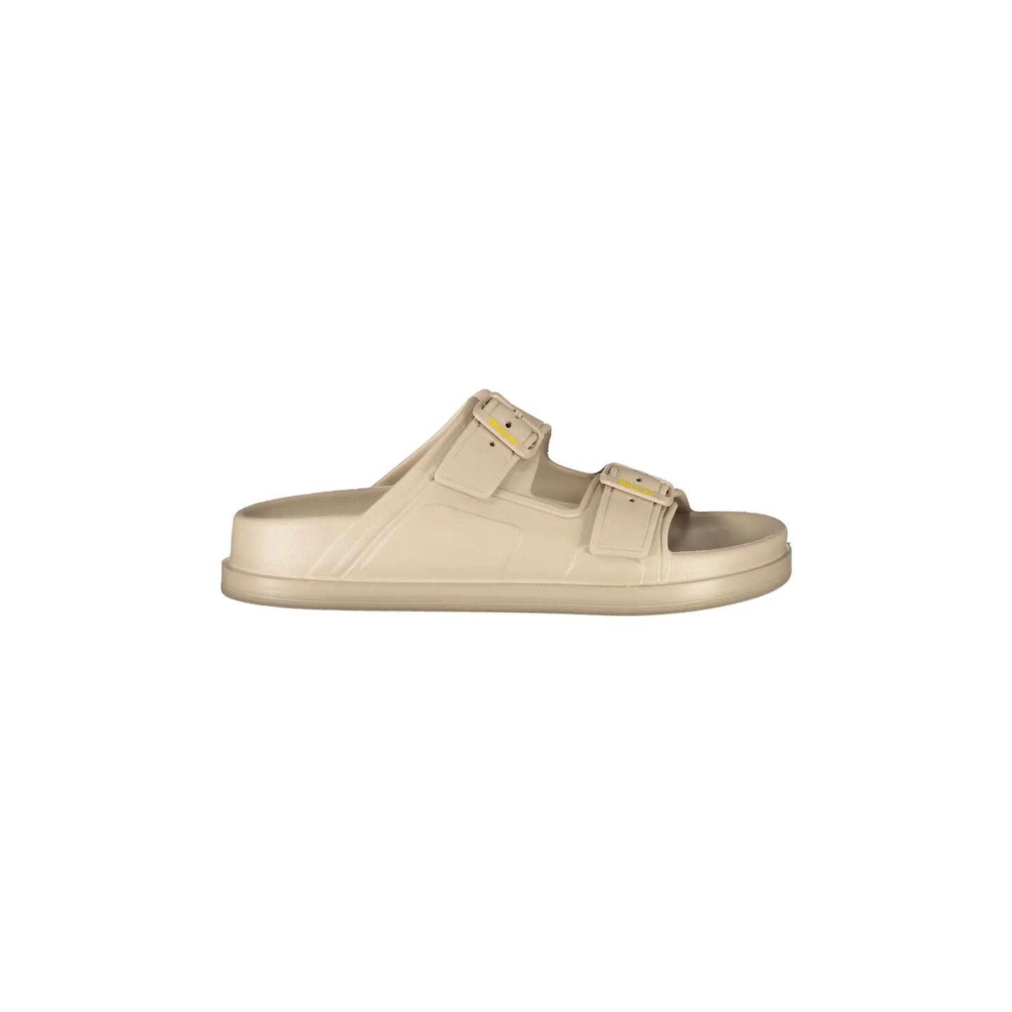BLAUER Women's Beige Slippers with Adjustable Double Buckle
