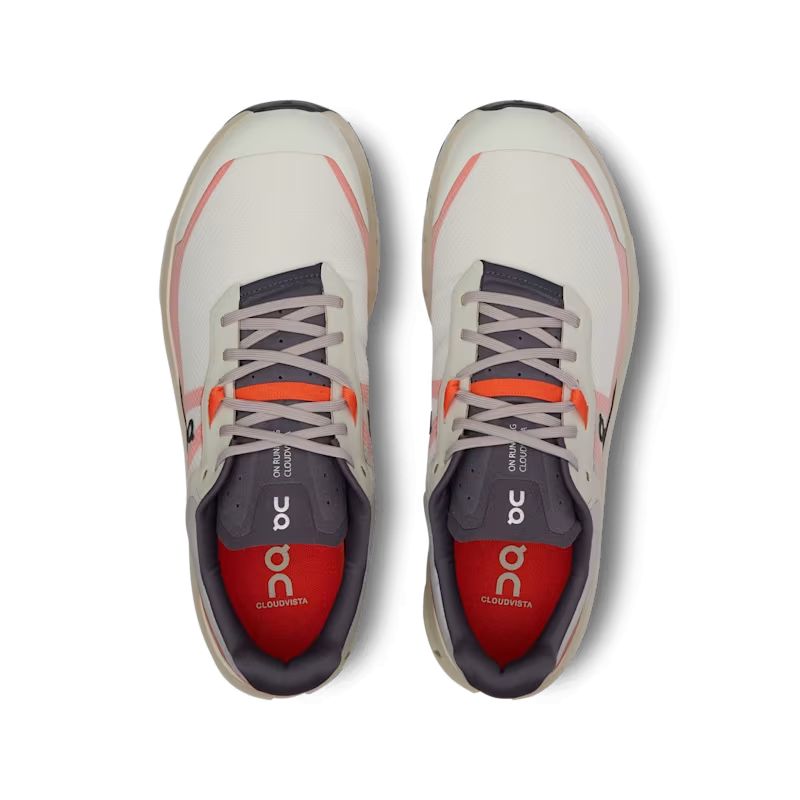 Scarpe Cloudvista 2 Uomo Ice/Flame viste dall'alto, con design moderno e colori vivaci per una corsa confortevole.