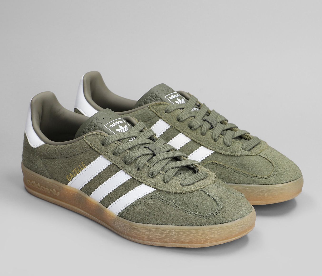 Gazelle Indoor-Schuhe Olivgrün/Schuhe Weiß/Goldene Treffzone