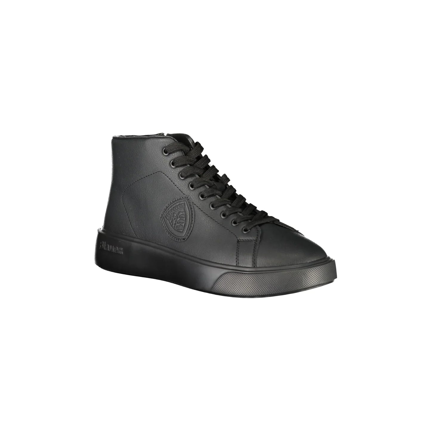 BLAUER Herren-Sneaker, schwarz, mit hohem Schaft, Schnürsenkeln und seitlichem Reißverschluss