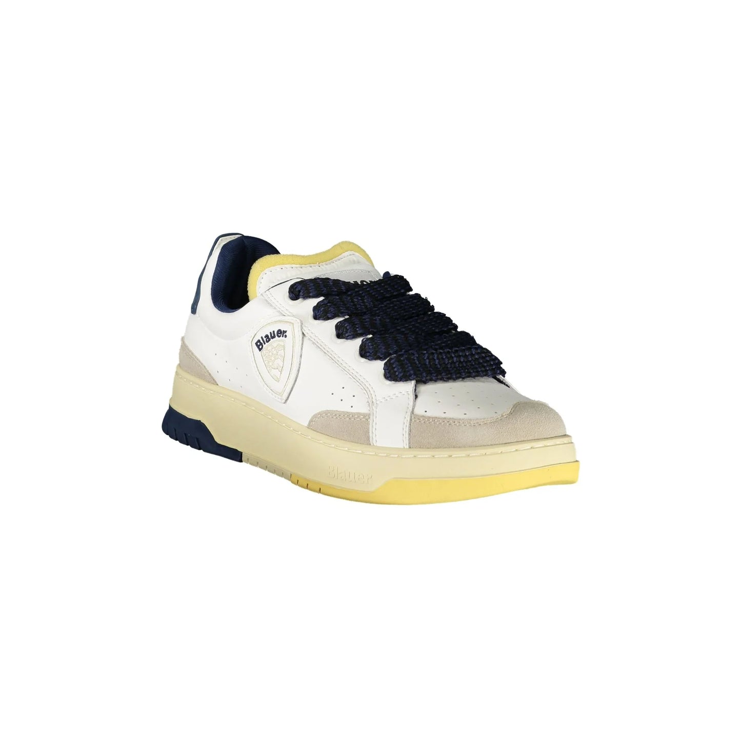 BLAUER Sneakers Uomo Bianche con Lacci e Dettagli in Blu