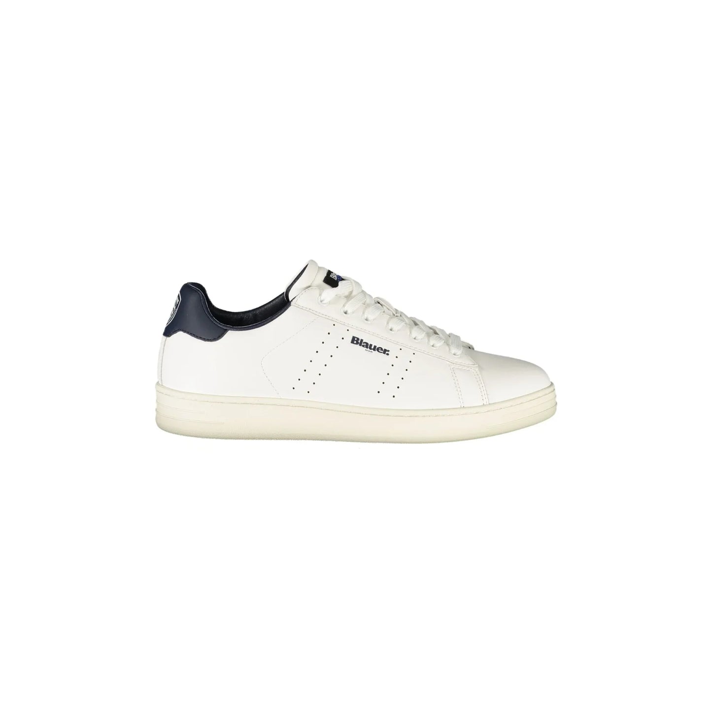 BLAUER Sneakers Uomo Bianche con Lacci e Dettagli in Blu